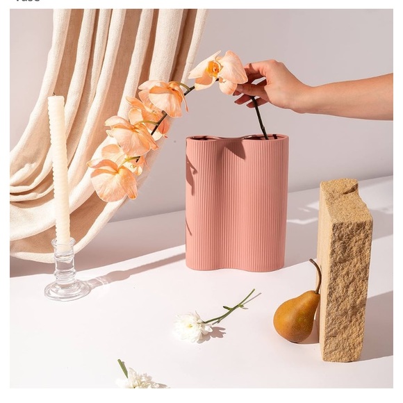 NEW dusty Rose ceramic vase abstract modern elegant - Picture 4 of 4